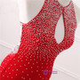 Mermaid Red Long Prom Dress Sparky White Beading Sexy Party Gown
