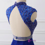 Royal Blue High Collar Sexy Backless Mermaid Prom Dress