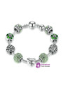 Silver Charm Bracelet & Bangle with Love and Flower Crystal