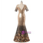 In Stock:Ship in 48 hours Mermaid Short Sleeve Gold Prom Dress