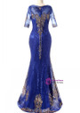 In Stock:Ship in 48 hours Mermaid Blue Appliques Prom Dress