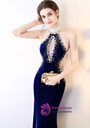 In Stock:Ship in 48 hours Mermaid Halter Blue Prom Dress