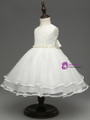 In Stock:Ship in 48 hours White Pearls Girl Dress