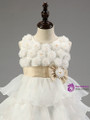In Stock:Ship in 48 hours Organza Ruffle White Flower Dress