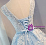 In Stock:Ship in 48 hours Blue Lace V-neck Homecoming Dress