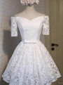 In Stock:Ship in 48 hours White Lace Homecoming Dress