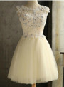 In Stock:Ship in 48 hours Yellow Tulle Appliques Homecoming Dress
