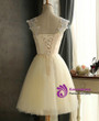 In Stock:Ship in 48 hours Yellow Tulle Appliques Homecoming Dress