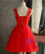 In Stock:Ship in 48 hours Red Tulle Appliques Homecoming Dress