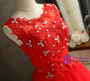 In Stock:Ship in 48 hours Red Tulle Appliques Homecoming Dress