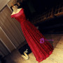 In Stock:Ship in 48 hours Red Long Lace Evening Dress Floor-length