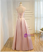 In Stock:Ship in 48 hours Pink Satin Lace Up Floor-length Slim Party