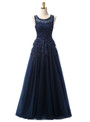 In Stock:Ship in 48 hours Blue Lace Beading Scoop Sleeveless