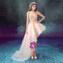 In Stock:Ship in 48 hours Pink Lace Flowers Short Front Back Long Tail Prom Dress