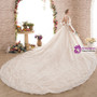 V-neck Ball Gown Backless Short Sleeve Luxury Haute Couture Wedding Dresses