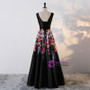 In Stock:Ship in 48 hours A-line Black Satin Print Prom Dress
