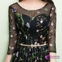 In Stock:Ship in 48 hours Black Print Long Sleeve Prom Dress