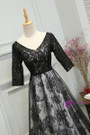 In Stock:Ship in 48 hours V-neck Half Sleeve Lace Prom Dress