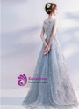 In Stock:Ship in 48 hours Fashion Silver V-neck Bling Bling  Prom Dress