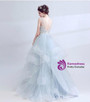 In Stock:Ship in 48 hours Ball Gown Gray Tulle Beading Backless Prom Dress