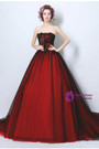 In Stock:Ship in 48 hours Ball Gown Red Tulle Strapless Prom Dress