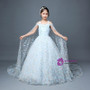 Blue Ball Gown Tulle Appliques Flower Girl Dress