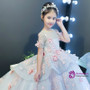 Ball Gown Short Sleeve Blue Appliques Flower Girl Dress