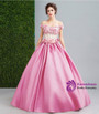 In Stock:Ship in 48 hours Pink Satin Off The Shoulder Wedding Dress