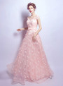 In Stock:Ship in 48 hours Pink Appliques Tulle Wedding Dress