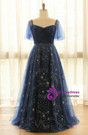 Plus Size Blue Tulle Sweetheart With Star Prom Dress