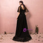 Fashion Plus Size Black Tulle V-neck Prom Dress