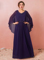Plus Size Purple Chiffon V-neck Prom Dress