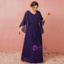 Plus Size Purple Chiffon V-neck Prom Dress