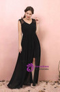 Fashion Plus Size Two Pieces Black Chiffon Prom Dress