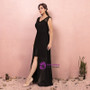 Fashion Plus Size Two Pieces Black Chiffon Prom Dress
