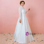 Plus Size Long Sleeve Lace Satin High Neck Wedding Dress