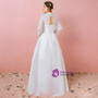 Plus Size Long Sleeve Lace Satin High Neck Wedding Dress