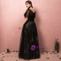 Plus Size Black Short Sleeve V-neck Prom Dress