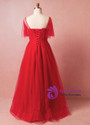 Plus Size Red Tulle Backless Prom Dress