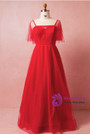 Plus Size Red Tulle Backless Prom Dress