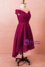 Plus Size Burgundy Hi Lo Lace Sleeveless Prom Dress