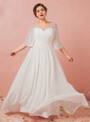 Plus Size White Chiffon Backless Wedding Dress
