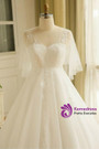Plus Size White Tulle V-neck Open Back Wedding Dress