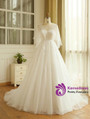 Plus Size White Tulle V-neck Open Back Wedding Dress
