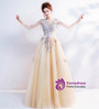 In Stock:Ship in 48 hours Yellow Appliques Tulle Wedding Dress