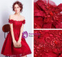 In Stock:Ship in 48 hours Red Appliques Off The Shoulder Prom Dress
