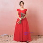 Plus Size Red Off The Shoulder Tulle Lace Prom Dress