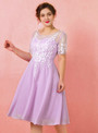 Plus Size Short Chiffon Appliques Short Sleeve Prom Dress