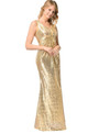 In Stock:Ship in 48 hours Gold Sequins V-neck Backless Prom Dress
