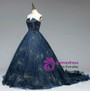 In Stock:Ship in 48 hours Blue Tulle Bling Bling Strapless Prom Dress